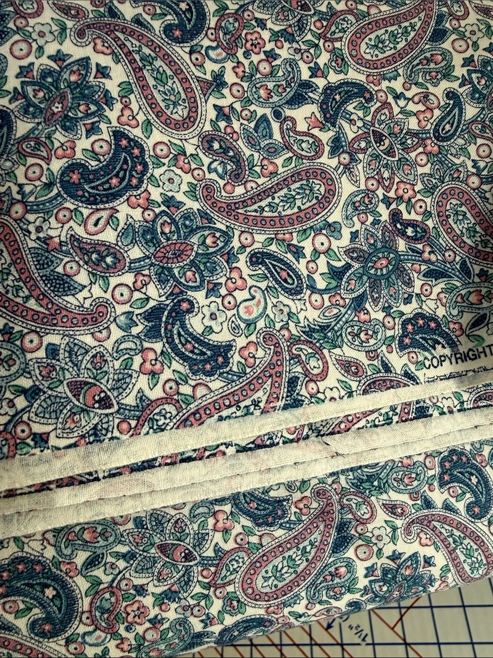 Vintage Peter Pan Fabrics Paisley Floral Cotton Fabric 1 3/4 Yards x 44”